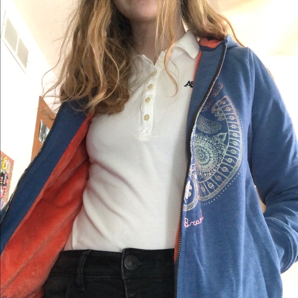 Dragonfly Periwinkle Coral Sweatshirt Girl's Large